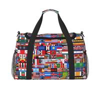 WZYCWB The Deep Ocean Printed fitness travel bag. Perfect for yoga training, short trips, and swimming gear., Various Flags, One Size