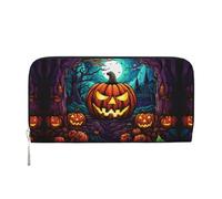 WZYCWB The Devil's Eye. Leather clutch bags zipper wallets and card holders are perfect for travel or daily use, Terror Pumpkin, One Size