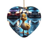 WZYCWB The duckling patterned Heart Shape ceramic pendant, perfect for decorating your home Christmas tree for winter parties