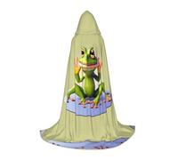 WZYCWB The funny frog doing yoga S Printed youth hooded cloak perfect for wizards and role-play costumes (S-L)