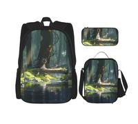 WZYCWB The Girl by The River. School Bag + Pencil case + Lunch Bag Combination Backpack Suitable for Everyday Commuting