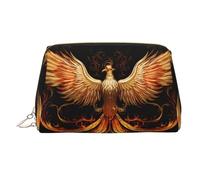 WZYCWB The Golden Phoenix Printed Leather Cosmetic Bag - Stylish and Portable Cosmetic Storage Bag