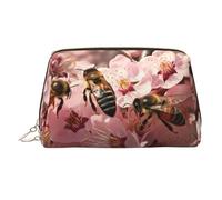 WZYCWB The Hard-Working bee. Printed Leather Cosmetic Bag - Stylish and Portable Cosmetic Storage Bag