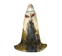 WZYCWB The lamb with the kettle. Printed Hooded Cape | Cosplay Costume, Halloween Anime Party Prop - Small