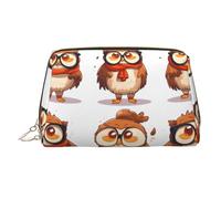 WZYCWB The Learned Owl Printed Leather Cosmetic Bag - Stylish and Portable Cosmetic Storage Bag