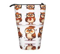 WZYCWB The Learned Owl Printed Retractable Pen Holder Suitable for use as a Simple Cosmetic Bag, Wallet, etc.