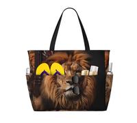 WZYCWB The Lion's Gaze Foldable beach travel bag, large capacity beach bag with zipper, perfect for shopping bags, pool, gym, travel shopping,