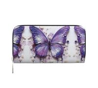WZYCWB The Lion's Gaze Leather clutch bags zipper wallets and card holders are perfect for travel or daily use, Purple Oil Painting Butterfly, One Size