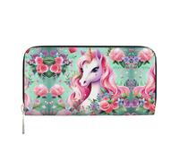 WZYCWB The Lion's Gaze Leather clutch bags zipper wallets and card holders are perfect for travel or daily use, Pink Unicorn, One Size