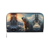 WZYCWB The Lion's Gaze Leather clutch bags zipper wallets and card holders are perfect for travel or daily use, Polar Bear In Winter, One Size