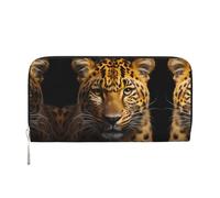 WZYCWB The Lion's Gaze Leather clutch bags zipper wallets and card holders are perfect for travel or daily use, The Deep-eyed Leopard, One Size