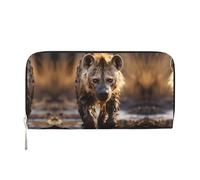 WZYCWB The Lion's Gaze Leather clutch bags zipper wallets and card holders are perfect for travel or daily use, Lone Hyena, One Size