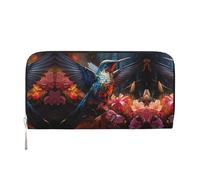 WZYCWB The Lion's Gaze Leather clutch bags zipper wallets and card holders are perfect for travel or daily use, Hummingbird, One Size