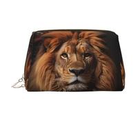 WZYCWB The Lion's Gaze Patterned Leather Cosmetic Bag - Perfect for Carry-On or Home Organization