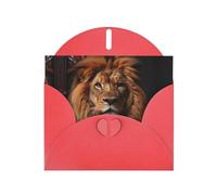 WZYCWB The Lion's Gaze Patterned Red Holiday Card (6x4) with Envelope. Suitable for birthdays, weddings, and condolences.