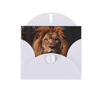 WZYCWB The Lion's Gaze Patterned White Holiday Card (6x4) with Envelope. Suitable for birthdays, weddings, and condolences.