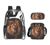 WZYCWB The Lion's Gaze Printed backpack set | Lunch bag and pencil case | Perfect for work, business trips, and vacations.
