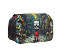 WZYCWB The mechanical city with red figures Portable Pencil Case ideal for organizing pens in the office or storing makeup brushes