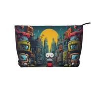 WZYCWB The Mechanical City with red Figures Printed Cosmetic Storage Bag, Perfect for Business Trips and Travel.