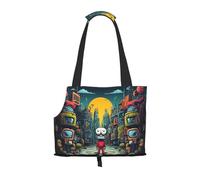 WZYCWB The mechanical city with red figures Printed Pet Shoulder Bag - Lightweight, Breathable Travel Small Pet Shoulder Bag