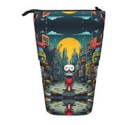 WZYCWB The Mechanical City with red Figures Printed Retractable Pen Holder Suitable for use as a Simple Cosmetic Bag, Wallet, etc.
