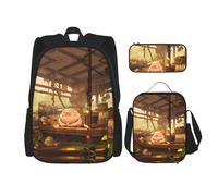 WZYCWB The Pig is Sleeping. School Bag + Pencil case + Lunch Bag Combination Backpack Suitable for Everyday Commuting