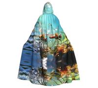 WZYCWB The Quiet Dragonfly Patterned Hooded Cape - Ideal Costume for Carnival/Festival Party Cosplay