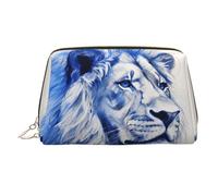 WZYCWB The Silent Lion Printed Leather Cosmetic Bag - Stylish and Portable Cosmetic Storage Bag