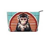 WZYCWB The silent monkey Corduroy cosmetic bag, women's portable zipper handbag purse, suitable for travel and daily storage, cosmetics