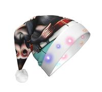WZYCWB The silent monkey Patterned Santa Hat | Plush Glowing Holiday Hat for Christmas, New Year's, and Party Events