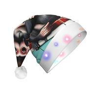 WZYCWB The silent monkey Printed Santa hat with LED lights, perfect for Christmas parties, stage performances, and holiday parties.