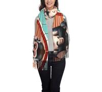 WZYCWB The silent monkey Printed tassel shawl evening dress shawl suitable for weddings banquets and ceremonies