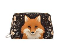 WZYCWB The Sitting Fox. Printed Leather Cosmetic Bag - Stylish and Portable Cosmetic Storage Bag