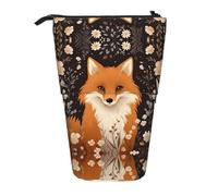 WZYCWB The Sitting Fox. Printed Retractable Pen Holder Suitable for use as a Simple Cosmetic Bag, Wallet, etc.