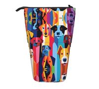 WZYCWB The Staring Dog. Printed Retractable Pen Holder Suitable for use as a Simple Cosmetic Bag, Wallet, etc.
