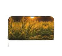 WZYCWB The Sunset Wheat Printed zippered wallet perfect for travel, business, and everyday wear. Holds cell phones and cash.