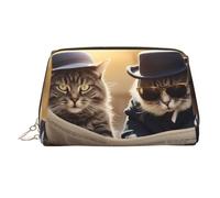 WZYCWB The Two Cool Cats. Printed Leather Cosmetic Bag - Stylish and Portable Cosmetic Storage Bag