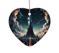 WZYCWB This Heart Shape ceramic Christmas tree A city dream core printed with a pattern is perfect for winter Christmas party and home decor.