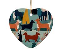 WZYCWB This Heart Shape ceramic Christmas tree Abstract Porcelain printed with a pattern is perfect for winter Christmas party and home decor.