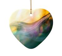 WZYCWB This Heart Shape ceramic Christmas tree Abstract wave ink splash printed with a pattern is perfect for winter Christmas party and home decor.