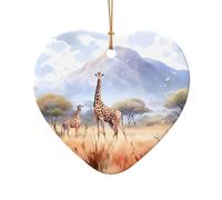 WZYCWB This Heart Shape ceramic Christmas tree African Savanna Giraffe printed with a pattern is perfect for winter Christmas party and home decor.