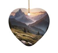 WZYCWB This Heart Shape ceramic Christmas tree Alpine Lawn printed with a pattern is perfect for winter Christmas party and home decor.