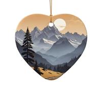 WZYCWB This Heart Shape ceramic Christmas tree Alpine Silhouettes printed with a pattern is perfect for winter Christmas party and home decor.