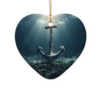 WZYCWB This Heart Shape ceramic Christmas tree anchors printed with a pattern is perfect for winter Christmas party and home decor.