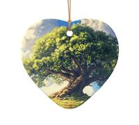 WZYCWB This Heart Shape ceramic Christmas tree Ancient oak trees towering printed with a pattern is perfect for winter Christmas party and home decor.