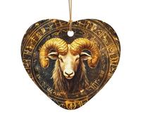 WZYCWB This Heart Shape ceramic Christmas tree Aries Horoscope printed with a pattern is perfect for winter Christmas party and home decor.