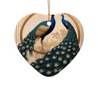 WZYCWB This Heart Shape ceramic Christmas tree Art Deco Peacock printed with a pattern is perfect for winter Christmas party and home decor.