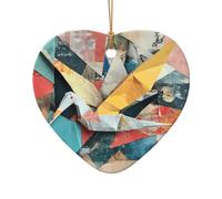 WZYCWB This Heart Shape ceramic Christmas tree Art Origami printed with a pattern is perfect for winter Christmas party and home decor.
