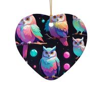 WZYCWB This Heart Shape ceramic Christmas tree Aurora Owl printed with a pattern is perfect for winter Christmas party and home decor.