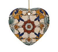 WZYCWB This Heart Shape ceramic Christmas tree Barcelona Tiles printed with a pattern is perfect for winter Christmas party and home decor.